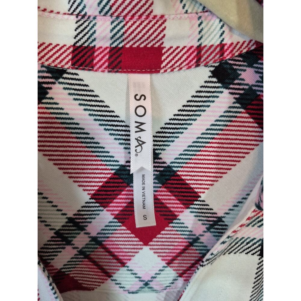 Soma Red Plaid Cotton Blend Pajama Set NWT Small Holiday - Picture 4 of 16